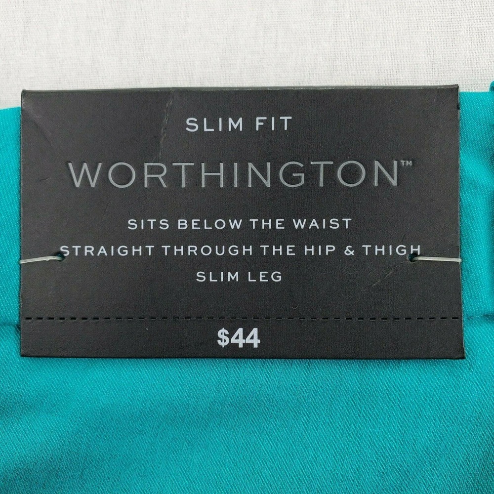 CC - Worthington Ankle Dress Pants Women 24W Solid Tropical Green Stretch NWT - Picture 4 of 9